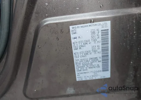 2015 Nissan Pathfinder Platinum z USA, uszkodzony, nr VIN 5N1AR2MN4FC712509